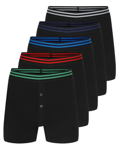 Bigdude 5 Pack Relaxed Fit Boxer Shorts Black